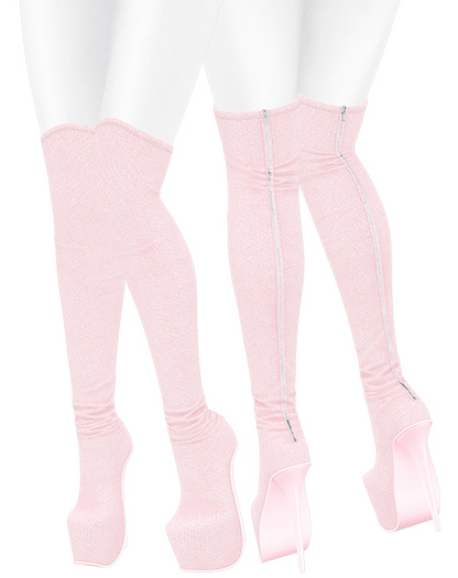 Lush - Overknee Platform Boots Pale