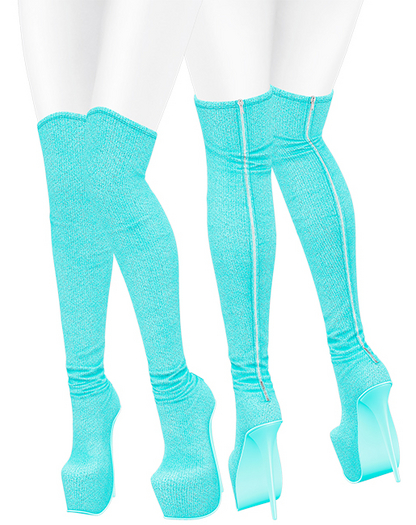 Lush - Overknee Platform Boots Turquoise
