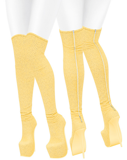 Lush - Overknee Platform Boots Yellow