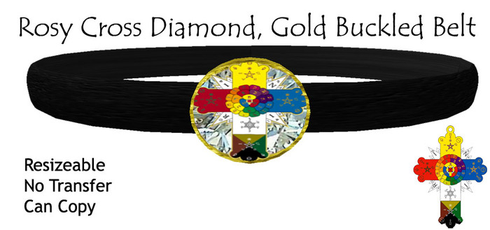 Rosy Cross (Diamond) - Gold Buckle - Black Belt (resize) Box