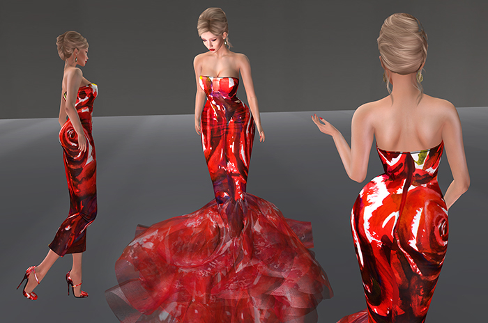 Paris METRO Couture: Roses Strapless Mermaid+Heels 