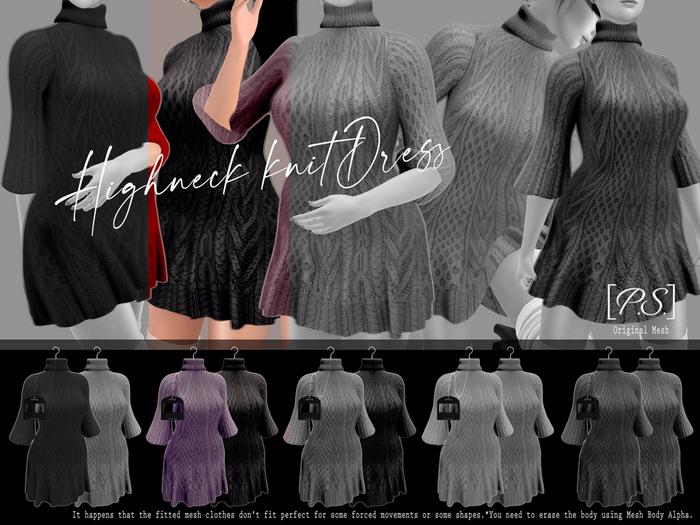 [P.S.]Highneck miniDress(dGray&Lavender)