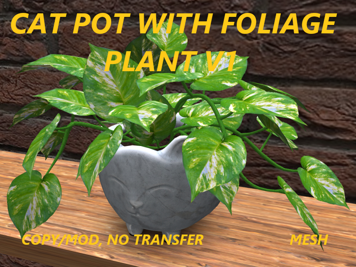 CAT POT WITH FOLIAGE V1