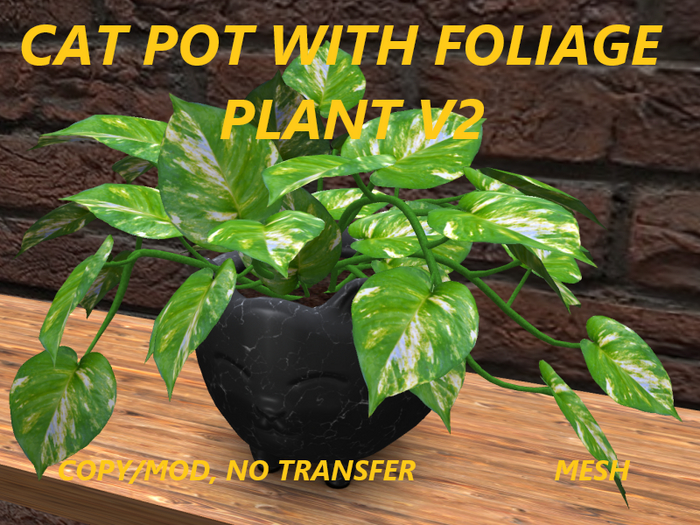 CAT POT WITH FOLIAGE V2