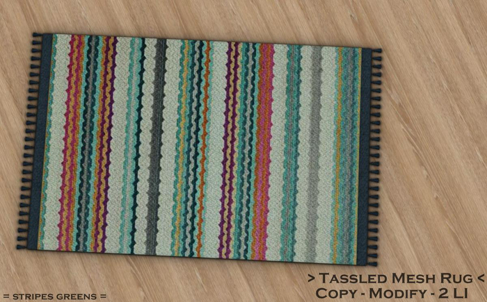 || When I'm Bored || Tassled Mesh Rug || 2 LI ||  Stripes Greens