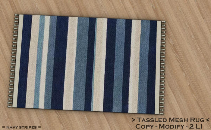 || When I'm Bored || Tassled Mesh Rug || 2 LI ||  Navy Stripes