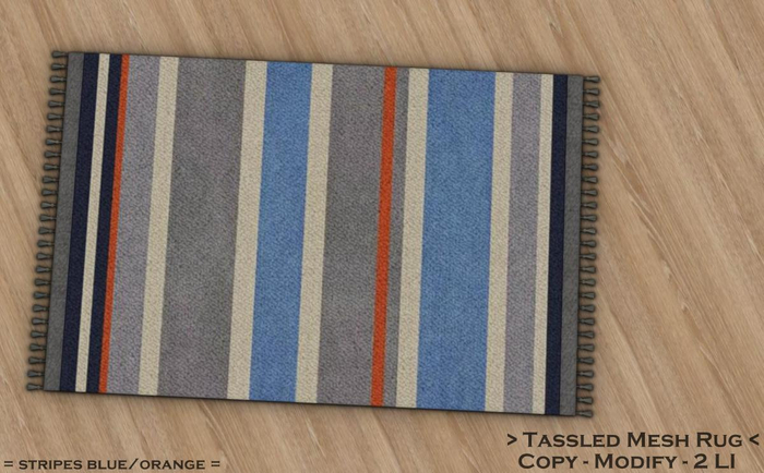 || When I'm Bored || Tassled Mesh Rug || 2 LI ||  Stripes Blue/Orange