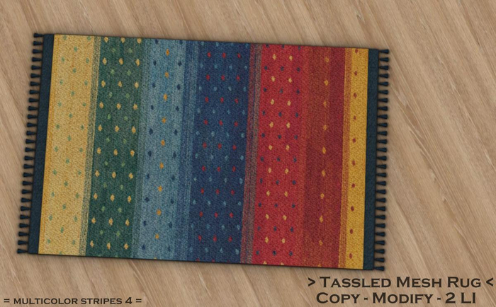 || When I'm Bored || Tassled Mesh Rug || 2 LI ||  Multicolor Stripes 4