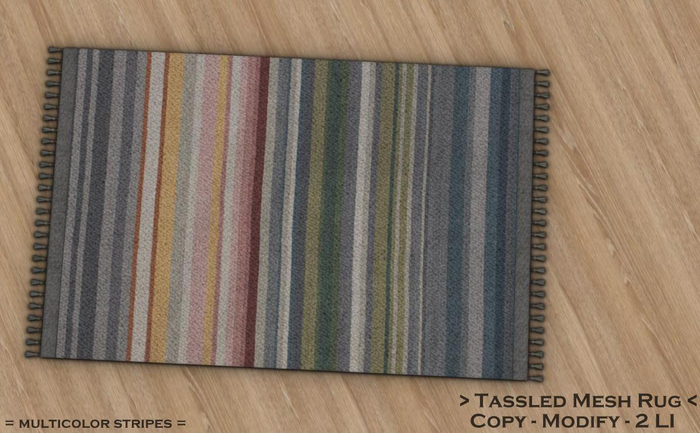 || When I'm Bored || Tassled Mesh Rug || 2 LI ||  Multicolor Stripes