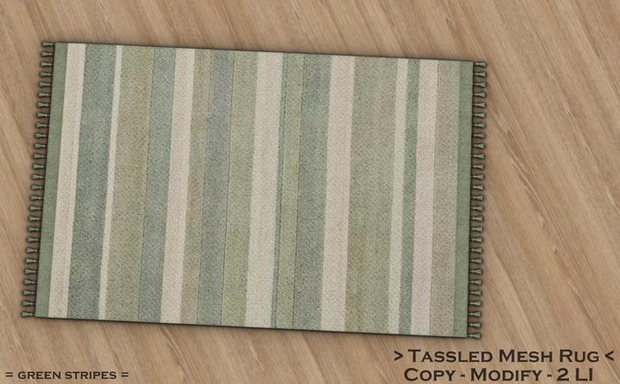 || When I'm Bored || Tassled Mesh Rug || 2 LI || Green Stripes