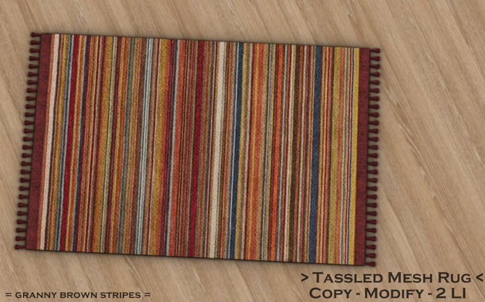 || When I'm Bored || Tassled Mesh Rug || 2 LI ||  Granny Brown Stripes