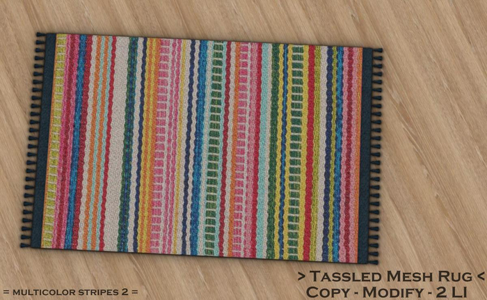 || When I'm Bored || Tassled Mesh Rug || 2 LI ||  Multicolor Stripes 2