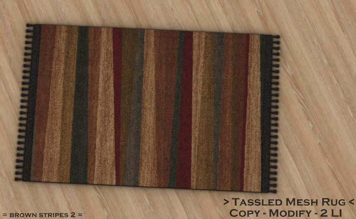 || When I'm Bored || Tassled Mesh Rug || 2 LI || Brown Stripes 2