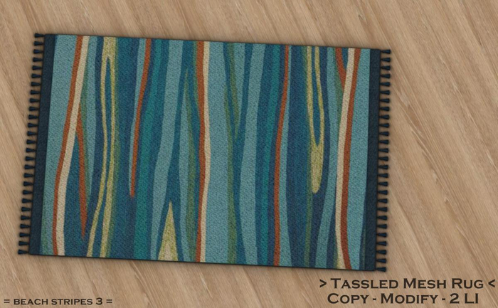 || When I'm Bored || Tassled Mesh Rug || 2 LI ||  Beach Stripes 3