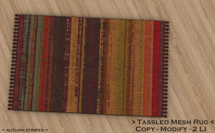 || When I'm Bored || Tassled Mesh Rug || 2 LI ||  Autum Stripes