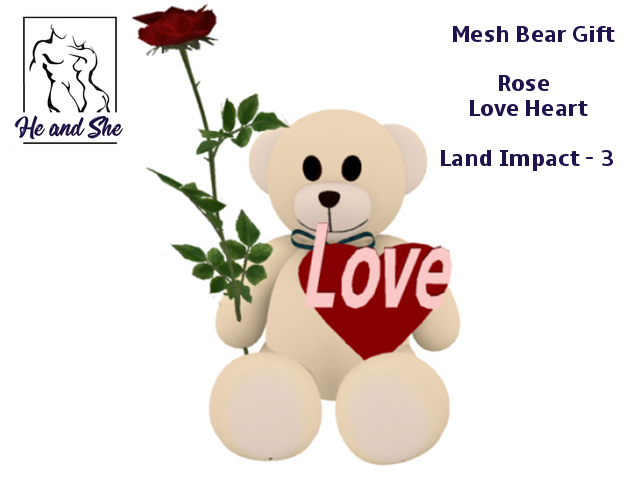 Romantic Mesh White Teddy Bear Holding Rose & Love Heart  ******************* Romantic Gift Promotional Promo Sale Price