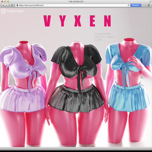 ! [ VYXEN ] THE SATEEN TOP // SKY BLUE