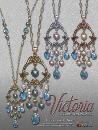 EarthStones Victoria Necklace ~ Labradorite/Quartz