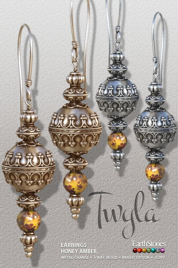 EarthStones Twyla Earrings ~ Honey Amber