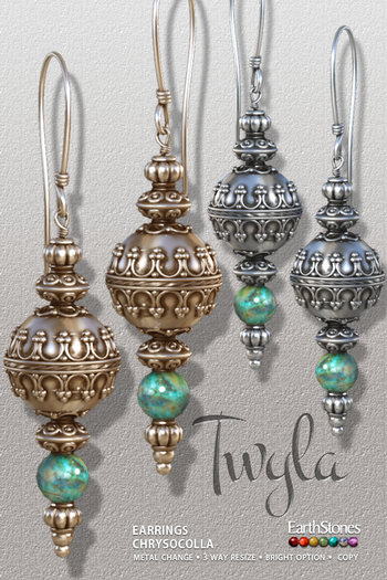 EarthStones Twyla Earrings ~ Chrysocolla
