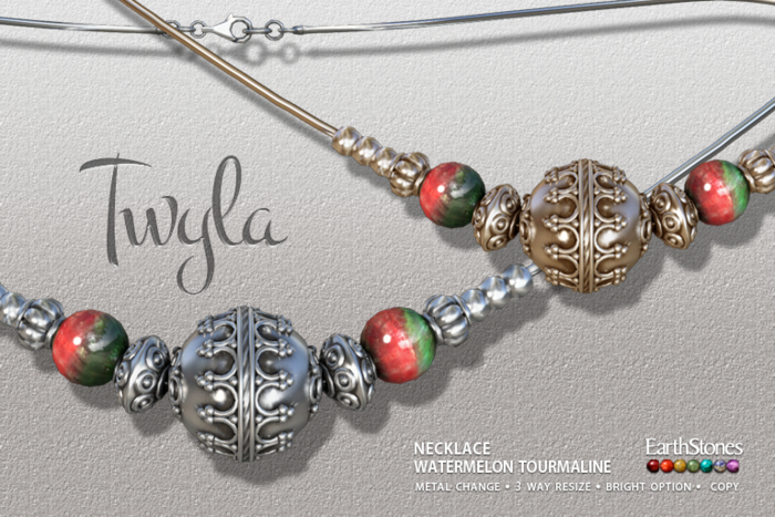 EarthStones Twyla Necklace ~ Watermelon Tourmaline