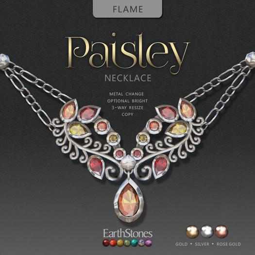EarthStones Paisley Necklace ~ Flame