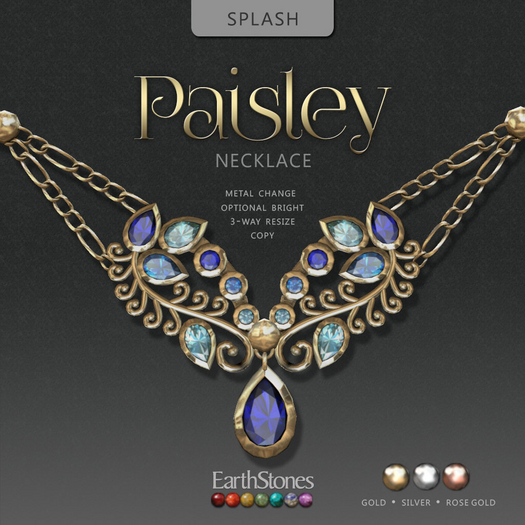 EarthStones Paisley Necklace ~ Splash