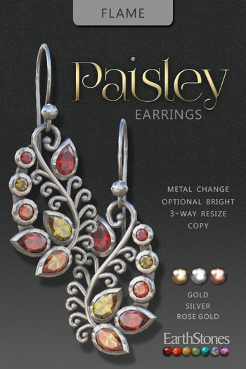 EarthStones Paisley Earrings ~ Flame