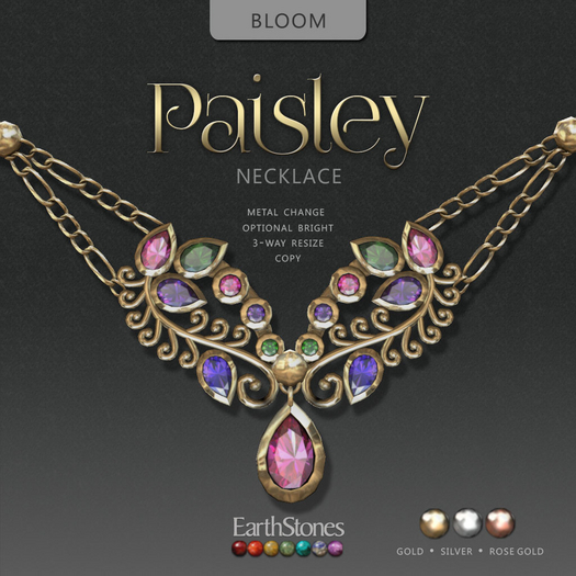 EarthStones Paisley Necklace ~ Bloom