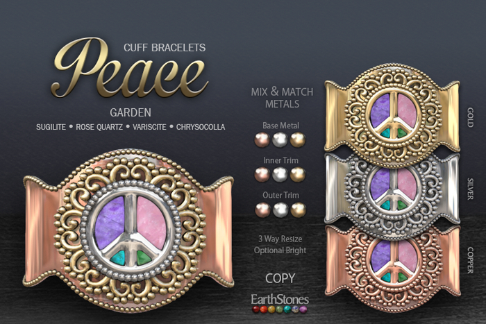 EarthStones Peace Cuff Bracelets ~ Garden