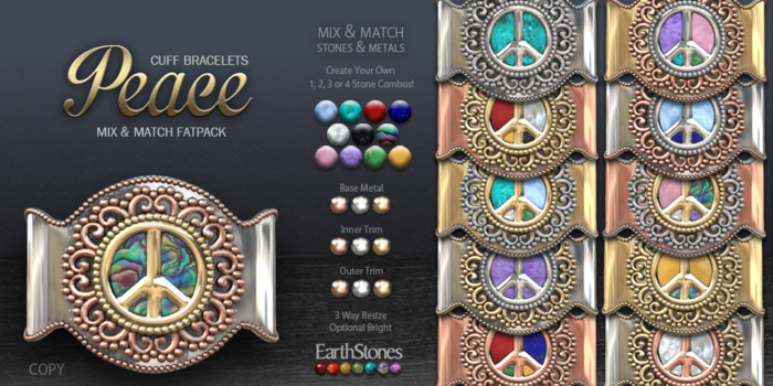 EarthStones Peace Cuff Bracelets ~ Fatpack