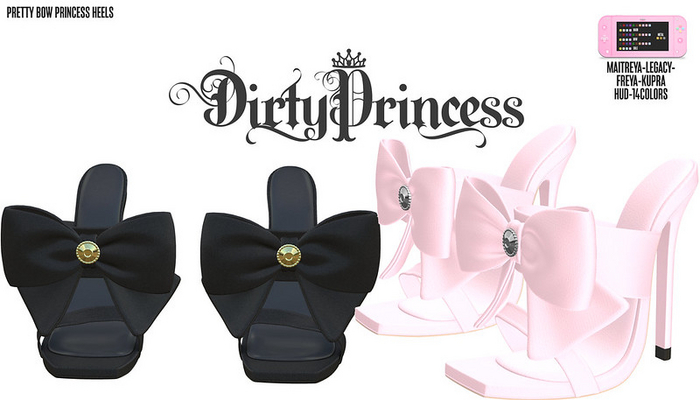 DIRTY PRINCESS-Pretty Bow Princess Heelss w/Hud 14 Colors