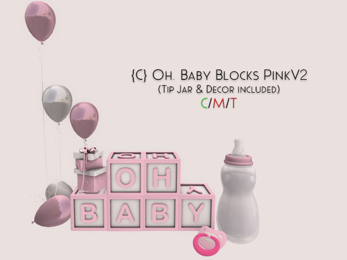 {C} Oh.Baby Blocks PinkV2 - Tip Jar & Decor