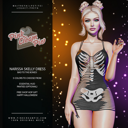 Halloween Gift ♥ Narissa Ripped Dress [Skelly Pack] - Maitreya Lara • LaraX • Petite • PetiteX • Legacy • Reborn