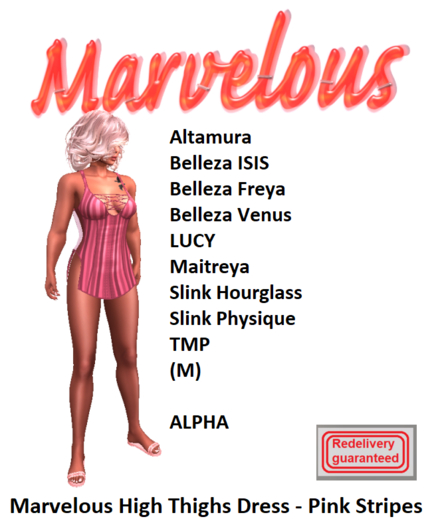 Marvelous High Thighs Dress - Pink Stripes