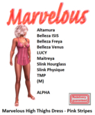 Marvelous High Thighs Dress - Pink Stripes