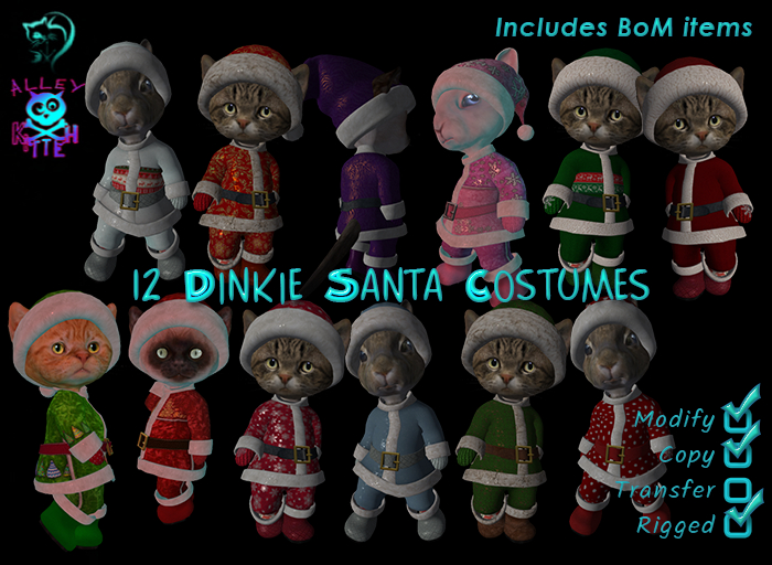 12 Dinkie Santa Costumes (Boxed)