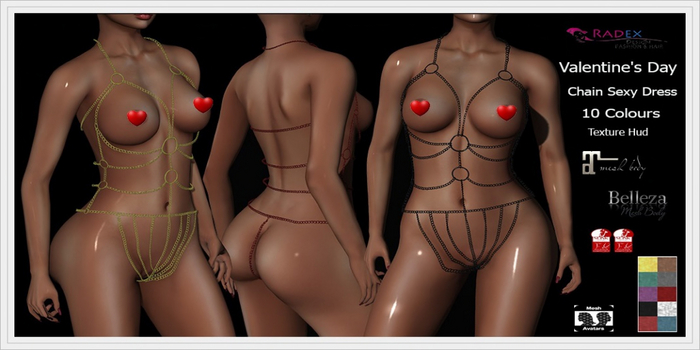 RADEX Mesh All Colours Valentine's Day Chain Sexy Dress