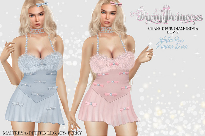 DIRTY PRINCESS- Winter Bows Princess Dress- FATPACK 6 COLORS