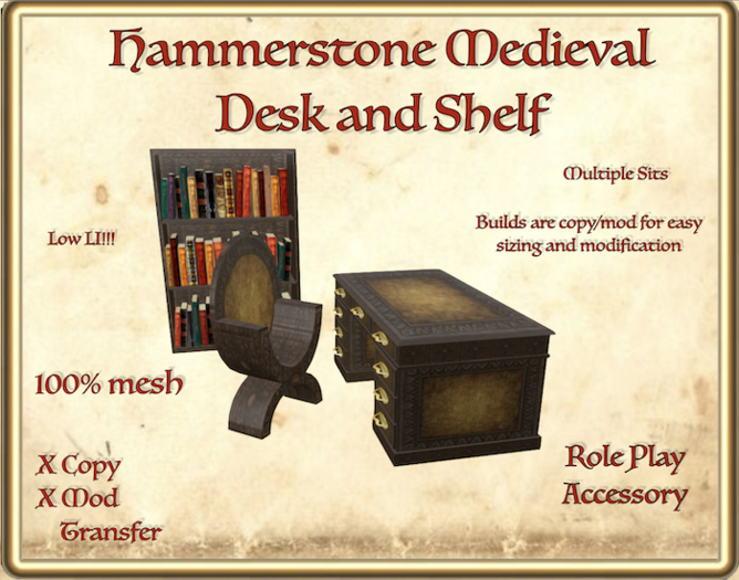 Hammerstone Medieval Desk and Shelf Set
