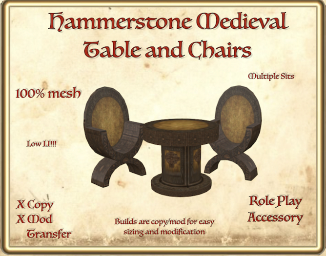 Hammerstone Medieval Table and Chairs Set
