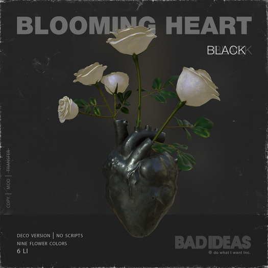 ' BAD IDEAS ' Blooming Heart - black