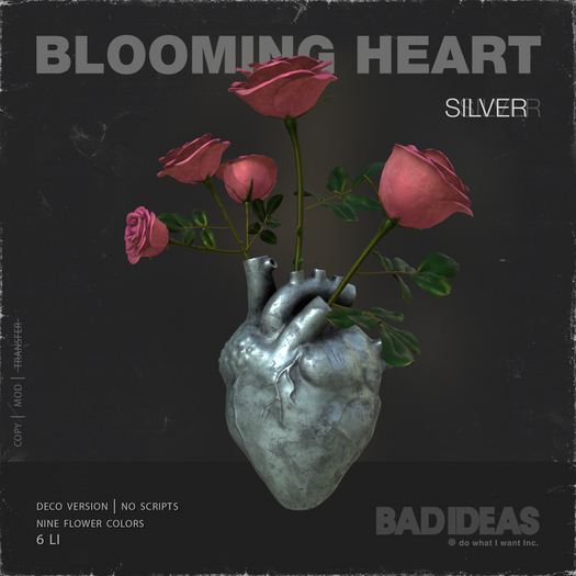 ' BAD IDEAS ' Blooming Heart - silver
