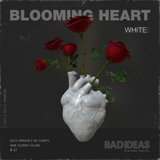 ' BAD IDEAS ' Blooming Heart - white