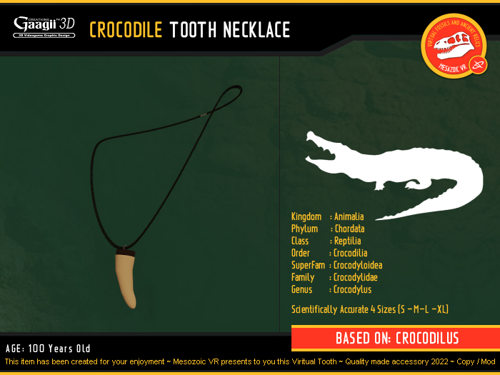 Gaagii 3D - Crocodile Tooth Necklace (4 sizes pack) Copy/Mod