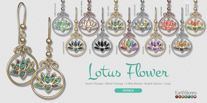 EarthStones Lotus Flower Earrings ~ Fatpack
