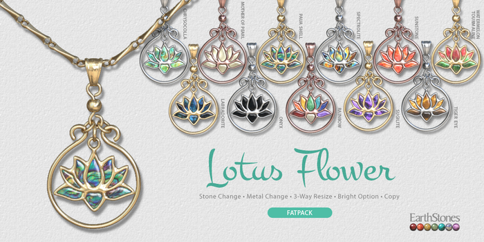EarthStones Lotus Flower Necklace ~ Fatpack