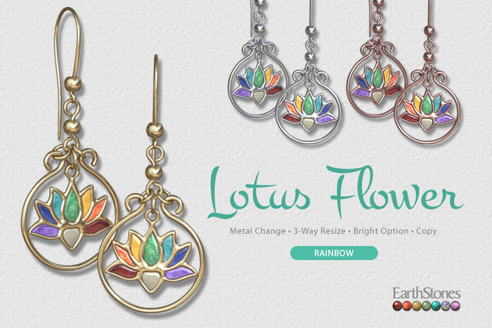 EarthStones Lotus Flower Earrings ~ Rainbow