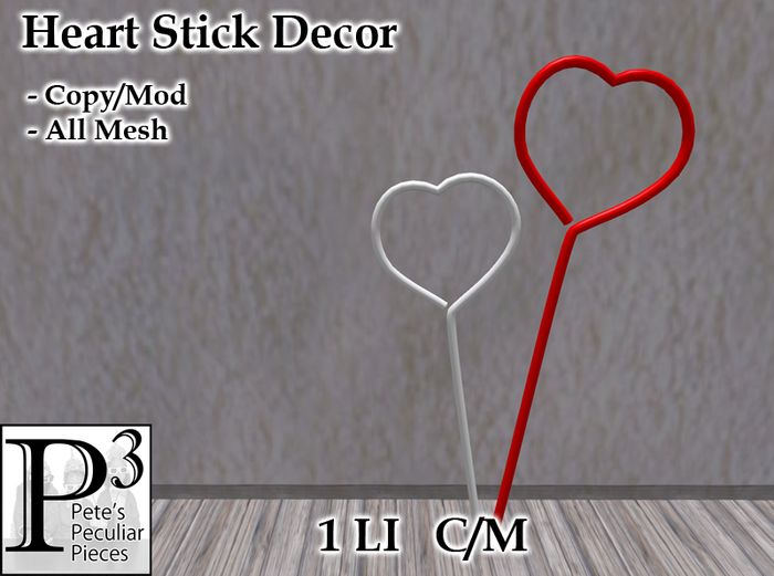 [P3] - Heart Stick Decor