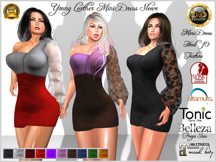 ☾ⅅⅅ☽ ♗ Young Leather Mini Dress Sleeve ♗